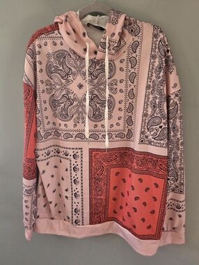 Shein Pink Handkercheif Pattern Hoodie Sweatershirt Mens/Unisex  Size XXL